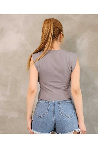 Bubble Women's Cotton Crew Neck Sleeveless Padded Look Basic T-Shirt