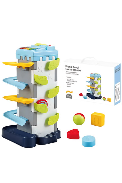 Twisoo 2-in-1 Playset with Race Track Shape Sorter & Rolling Ball Piano