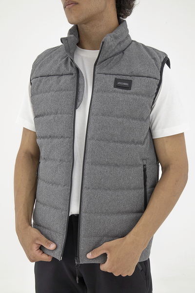 Longberg Ανδρικό χοντρό χειμωνιάτικο καπιτονέ γιακά γιακά γιλέκο γκρι