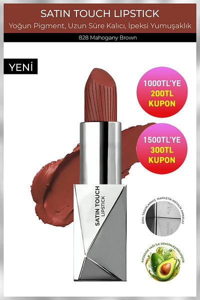Alix Avien Long Lasting Moisturizing Smooth Effect Semi Matte Lipstick - Satin Touch Lipstick 828 Mahogany Brown