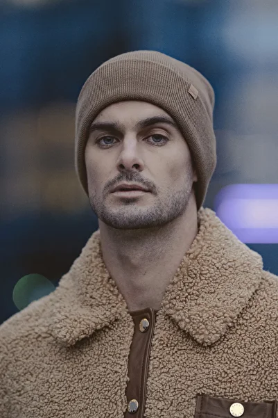 Nordbron Unisex καφέ Winter Beanie Knitwear Απλό μάλλινο λογότυπο Λεπτομερές ακρυλικό μαλακό πολύχρωμο σχέδιο Jebba