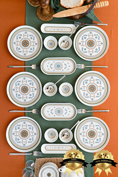 Farika Porselen Minel 6-Person 16-Piece Breakfast Set