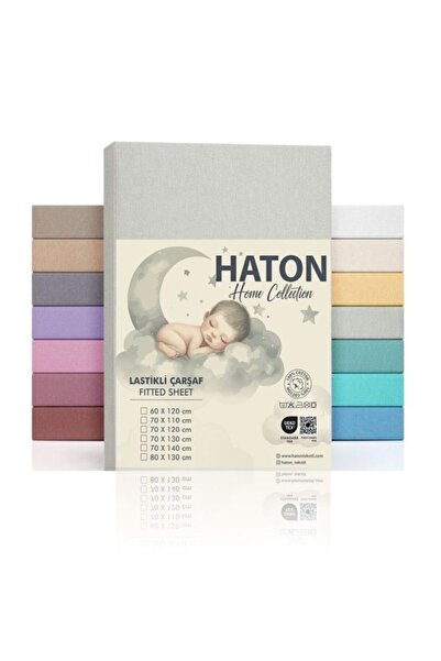 %100 Pamuklu Lastikli Bebek Çarşafı 60x120 Açık Gri | OEKO-TEX Sertifikalı, Terletmez, Kaymaz