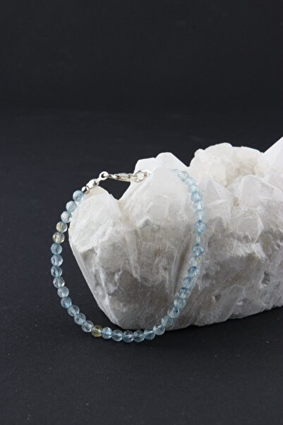 OSMANLI DEĞERLİ TAŞ Certified Aquamarine Necklace Bracelet Set 4 Mm