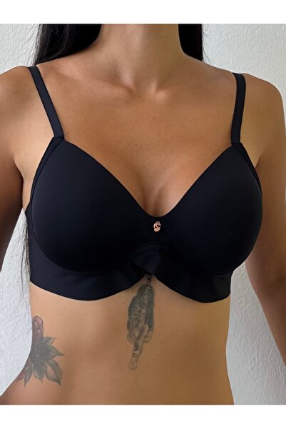 Cansoy Laser Cut Lightly Supported Black Bra (703)