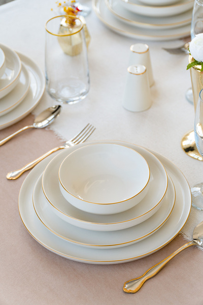 Heda Porselen Rüya Altın Yaldız 24 Parça 6 Kişilik Porselen Yemek Takımı