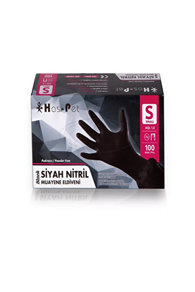 Has-Pet قطعة واحدة من القفازات النتريل السوداء مقاس S، حزمة من 100 قفاز أسود