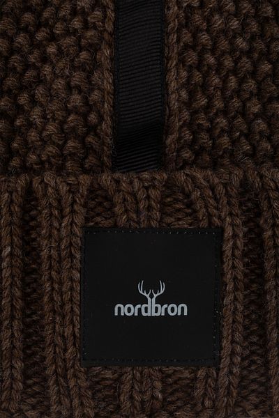 Nordbron Men's Winter Stretchy Beret - Soft Knitwear, Solid Logo, Double Fold, Brown