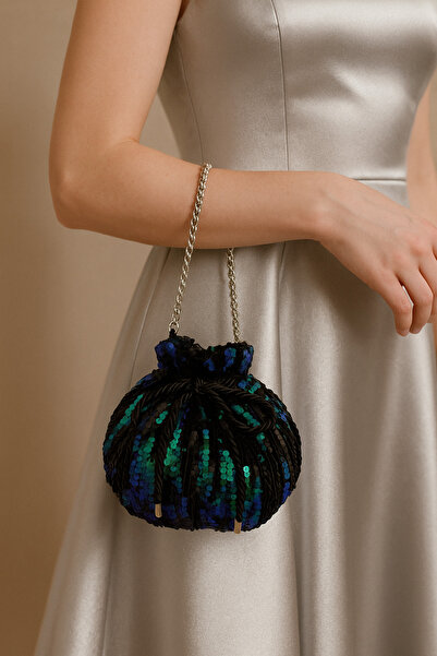 MER HOME Χέρι με παγιέτες, μακιγιάζ, βραδινή τσάντα, βραδινή τσάντα μπάλα φορ...