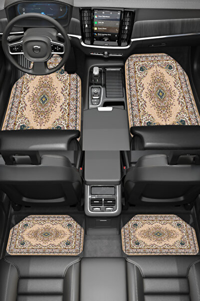 Charmbi -VIP- Lüx Dekoratif Desenli Oto Paspas Takımı Yıkanabilir Üniversal 4'lü Takım