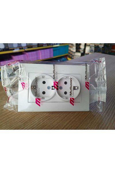 Mutlusan White Double Earthed Socket (Framed)