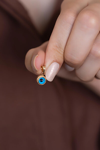 Bayar Gold 14 Ayar Altın Orta Boy Mavi Göz Boncuk Kolye ucu