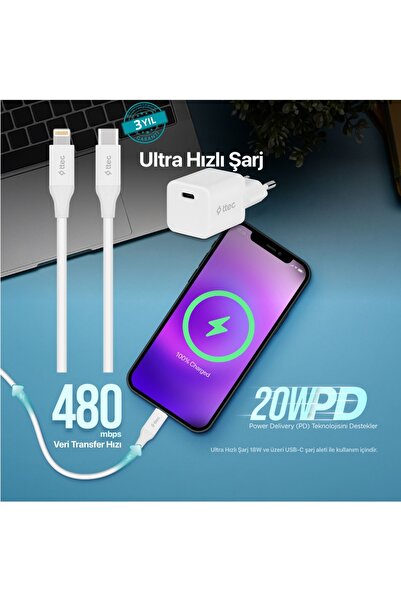 Ttec SmartCharger 20W PD Seyahat Hızlı Şarj Aleti iPhone 11/12/13/14/Max UYUMLU