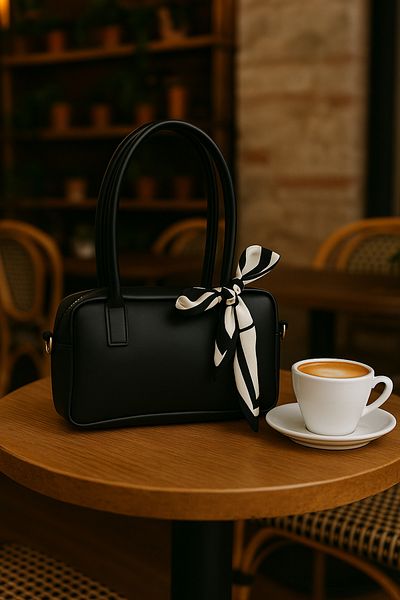 NOTHING Women's Black and White Adjustable Strap Scarf and Card Holder Gift Set of 2 Hand Shoulder Bags Moriselen