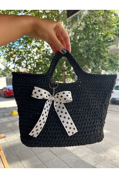 Poshy Atelier Polka Dot Black White Ribbon Bag Charm Keychain Accessory Car Ornament Gift Handmade