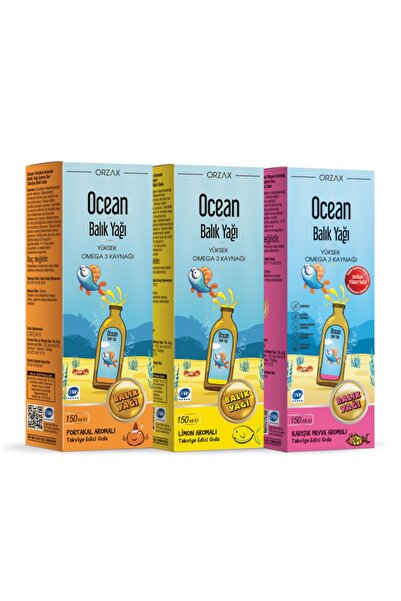 Orzax Ocean Portakallı Balık Yağı Ocean Limon Ocean Karışık Meyve Şurup 150ml...