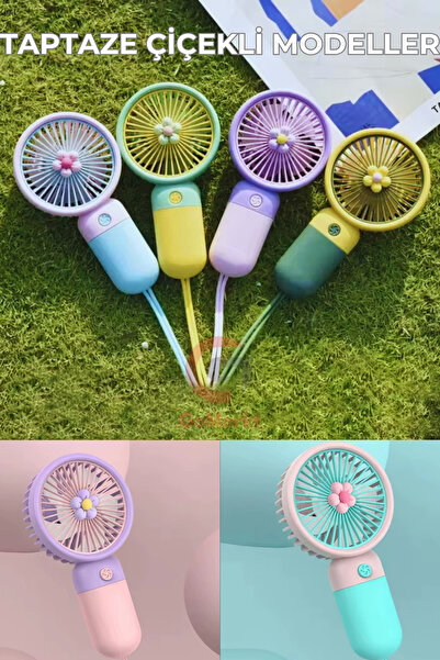 GoMarkt Mini El Fanı Çiçekli Mini El Pervanesi Güçlü Renkli Taşınabilir Mini El Fanı 1 ADET 3 parça
