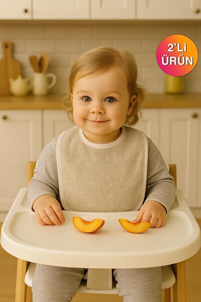 Ender Home Velvet Waterproof 2-Piece Baby Bib Soft Velcro Children's Apron
