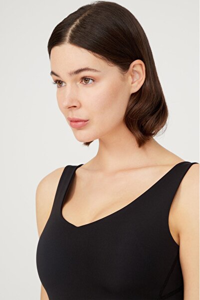 Los Ojos Black V-Neck Lightly Supported Covered Sports Bra