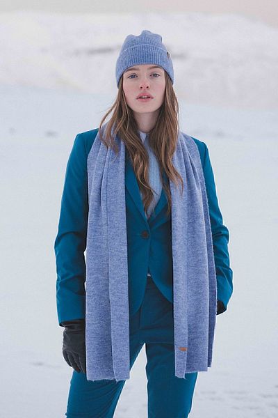 Nordbron Women's Blue Winter Scarf Soft Textured Basic Flexible Plain Patterned Colorful Acrylic Raine Corded