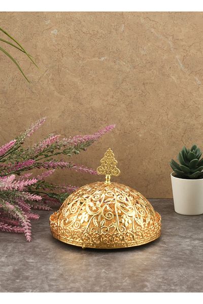 HELVACIOĞLU AKSESUAR Metal Covered Mirrored Candy Bowl Turkish Delight Bowl Chocolate Bowl Presentation Bowl 15 cm Gold