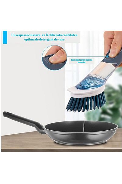 VLAMIA 4 in 1 Dish Brush, VLAMIA, with Detergent Dispenser and Storage Holder, Blue