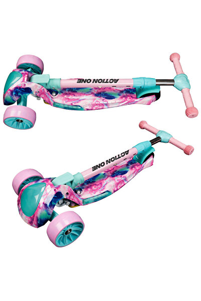 ACTION ONE Glamour scooter with front light and bright, wide wheels, turquoise