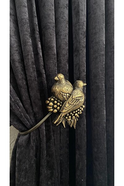 Helezoni Perde Aksesuarı Polyester Kolbağı Perde Tutucu Kuş Model Premium Perde Demiri 1 Adet