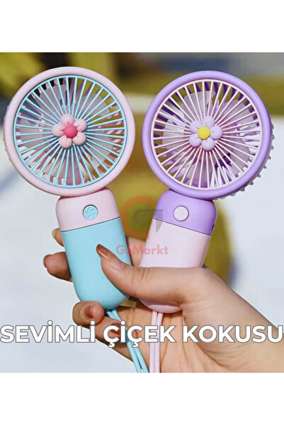 GoMarkt Mini El Fanı Çiçekli Mini El Pervanesi Güçlü Renkli Taşınabilir Mini El Fanı 1 ADET 3 parça
