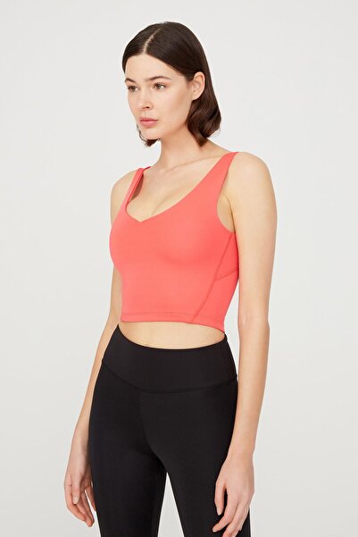 Los Ojos Coral V-Neck Lightly Supported Covered Sports Bra Vneck