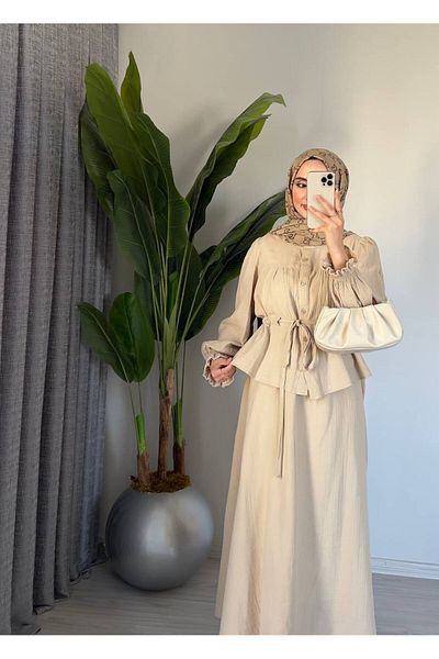 Molly Nelly Women's Muslin Summer Blouse Skirt Hijab Set