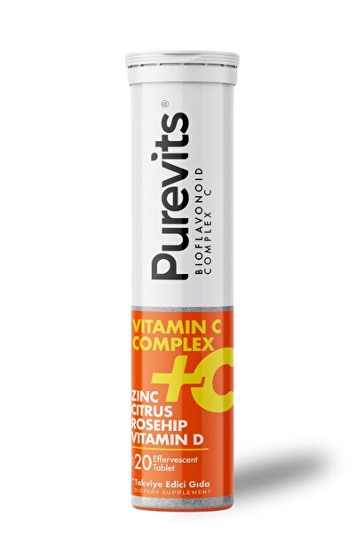 Purevits فيتامين سي 1000 مجم – زنك – فيتامين د – حمضيات – ثمر الورد – 20 قرص فوارة