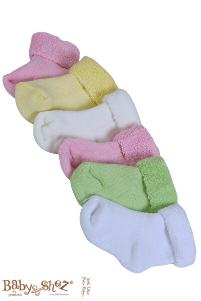 Baby Shez %100 Pamuklu 6'lı Yenidoğan Havlu Kışlık Bebek Çorap