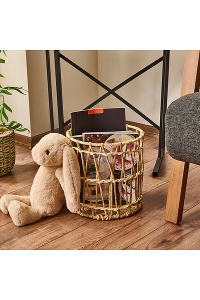 Simple Living سلة ديكور كبيرة على شكل اسطوانة من جراني سمر - بيج - 25x25 سم