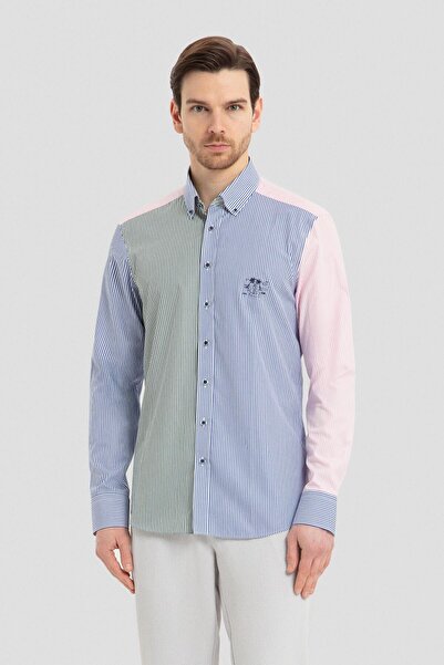 Sabri Özel Pembe Düğmeli Yaka Gömlek