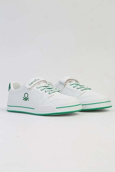 Benetton BNI-10024 Imported White Black Velcro Children's Sports Shoes