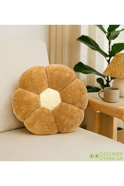 Özgüner Oyuncak Decorative Daisy Shaped Plush Pillow 40 cm – Soft and Comfortable Design