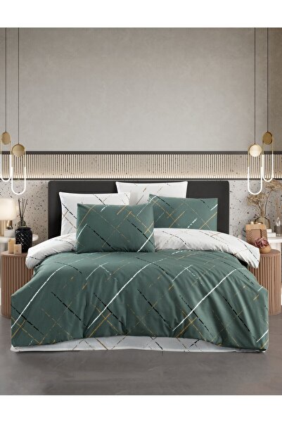 Beğenal Reflection Darkgreen Ranforce Ligt Двоспальний комплект постільної бі...