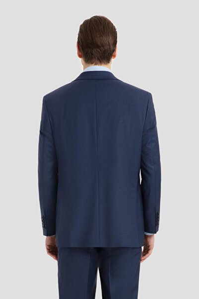 Sabri Özel Yün Karışımlı Mono Yaka Takım Elbise Açık Lacivert