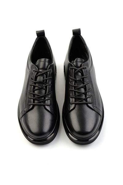 Bambi Black Leather Men's Casual Shoes E 01398300243