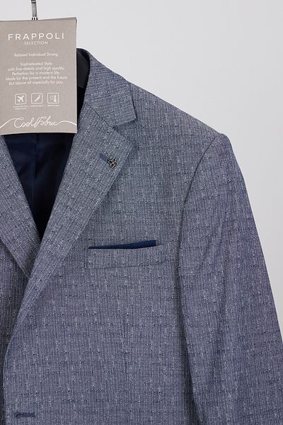 Frappoli Restore Men's Dark Navy-Grey Lycra Cotton Slim Fit Sports Blazer Jacket (Plus Size - Battal)