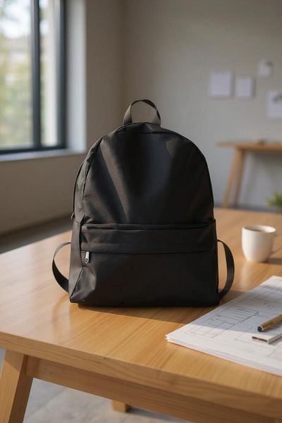 DERKADESİGN Plain Black Daily Travel Course Backpack Plain Black Daily Travel Course Backpack