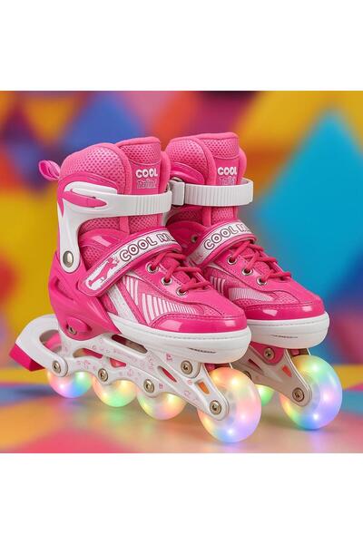 ACTION ONE Pinky roller set, with helmet, protectors and carry bag, adjustable, S (31-34), pink