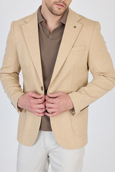 Frappoli Feniks Men's Mink Half Lining Bag Pocket Cotton Blended Lycra Slimfit Sports Blazer Jacket