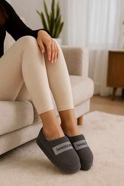 redtan Innocence |   Gray Women's Home Shoes |   Orthopedic |   Soft Soled |   Fur Inside |   Dowry