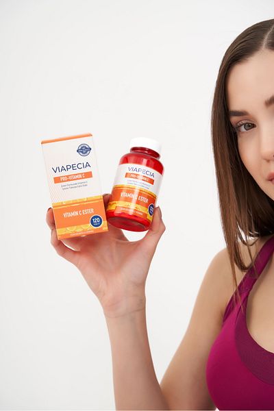 Viapecia High Absorption Vitamin C Supplement 120 Tablets - Long Term Swing, Orange Flavor