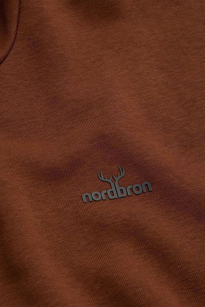 Nordbron Men's Brown Inside Cotton Sweatshirt Basic Kangaroo Pocket Logo Long Sleeve Relaxed Fit Nicol