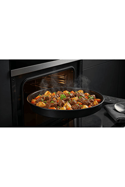 COOK-LAB 32 cm Black Shiny Enamel Round Baklava Pastry Baking Tray