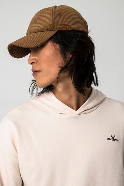 Nordbron Men's Cream Relaxed Fit Hooded Sweatshirt Long Sleeve Pocket Inside Cotton Logo Detailed Nicol
