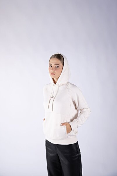 Nordbron Γυναικεία κρέμα κανονική εφαρμογή εποχιακή καθημερινή κουκούλα βαμβακερή μακρυμάνικη πλεκτή φούτερ Mund με τσέπες